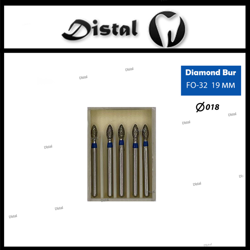 Стоматологічний бор алмазний FO-32 для турбінного наконечника 19 мм Полум“яподібний Стоматологічний бор алмазний FO-32 для турбінного наконечника 19 мм Полум“яподібний
