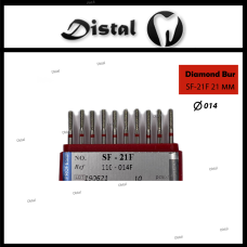 Стоматологічний бор алмазний SF-21F для турбінного наконечника 21 мм Прямий, плоский кінчик