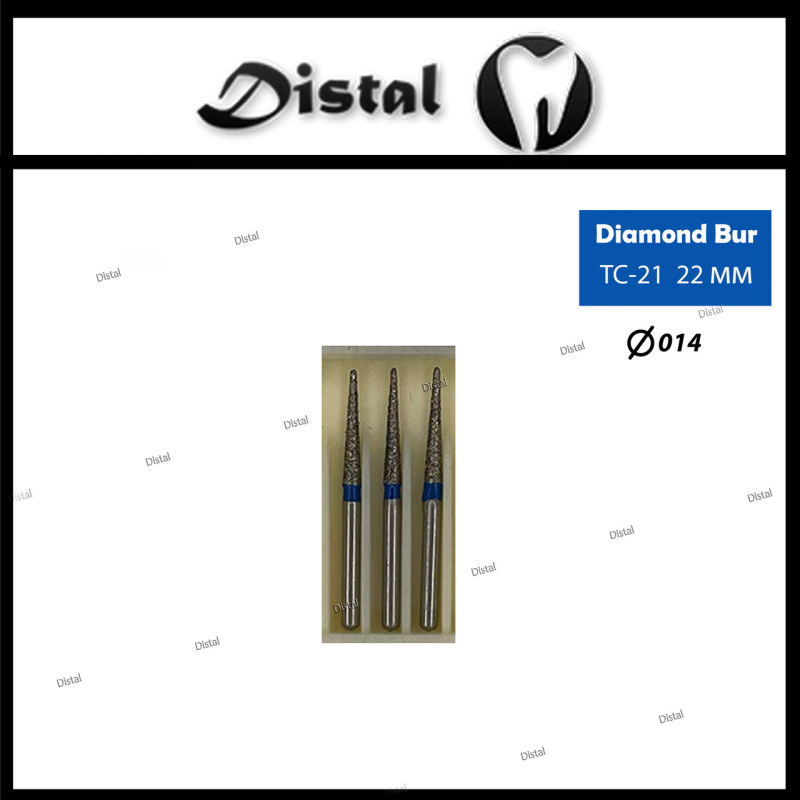 Стоматологічний бор алмазний TC-21 для турбінного наконечника 22 мм Конусоподібний, гострий кінчик Стоматологічний бор алмазний TC-21 для турбінного наконечника 22 мм Конусоподібний, гострий кінчик