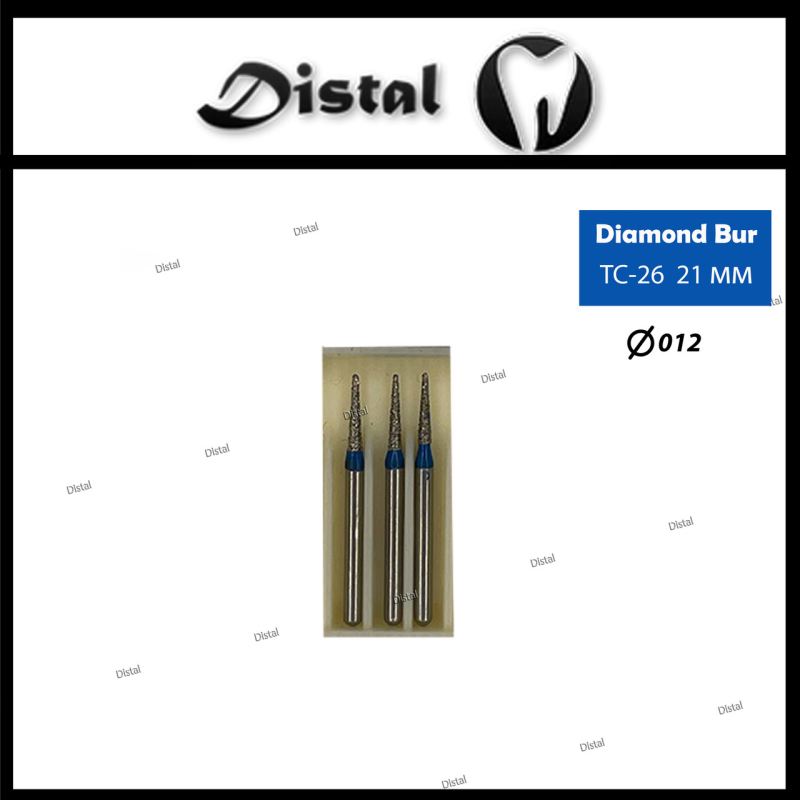 Стоматологічний бор алмазний TC-26 для турбінного наконечника 21 мм Конусоподібний, гострий кінчик Стоматологічний бор алмазний TC-26 для турбінного наконечника 21 мм Конусоподібний, гострий кінчик