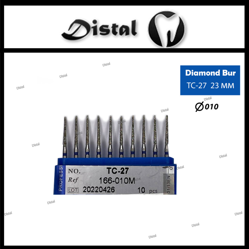 Стоматологічний бор алмазний TC-27 для турбінного наконечника 23 мм Конусоподібний, гострий кінчик