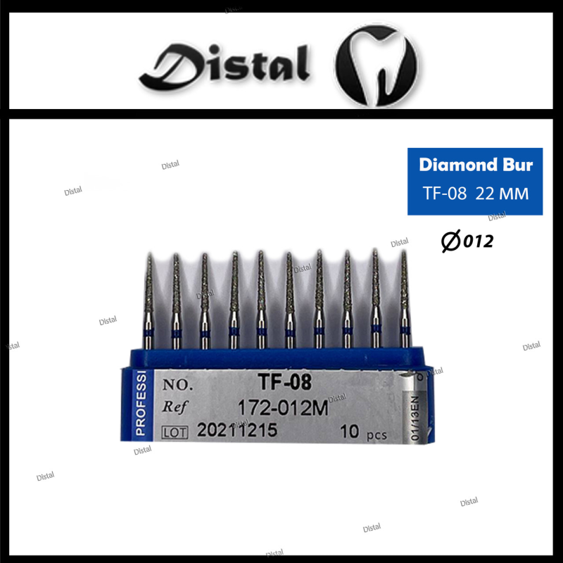 Стоматологічний бор алмазний TF-08 для турбінного наконечника 22 мм Конусоподібний, плаский кінчик