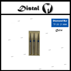 Стоматологічний бор алмазний TF-20 для турбінного наконечника 21 мм Конусоподібний, плаский кінчик