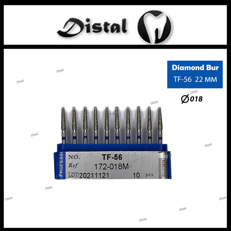 Стоматологічний бор алмазний TF-56 для турбінного наконечника 22 мм Конусоподібний, плаский кінчик Стоматологічний бор алмазний TF-56 для турбінного наконечника 22 мм Конусоподібний, плаский кінчик