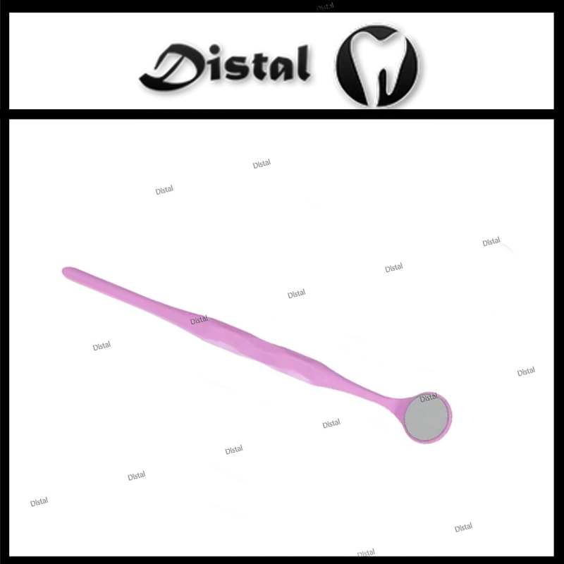 Дзеркало стоматологічне 24 мм плоске, з родієвим покриттям Рожеве