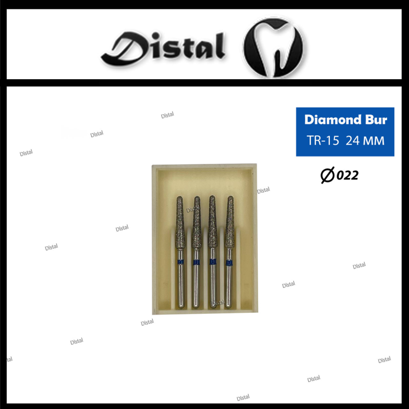 Стоматологічний бор алмазний TR-15 для турбінного наконечника 24 мм Конусоподібний, закруглений кінчик Стоматологічний бор алмазний TR-15 для турбінного наконечника 24 мм Конусоподібний, закруглений кінчик