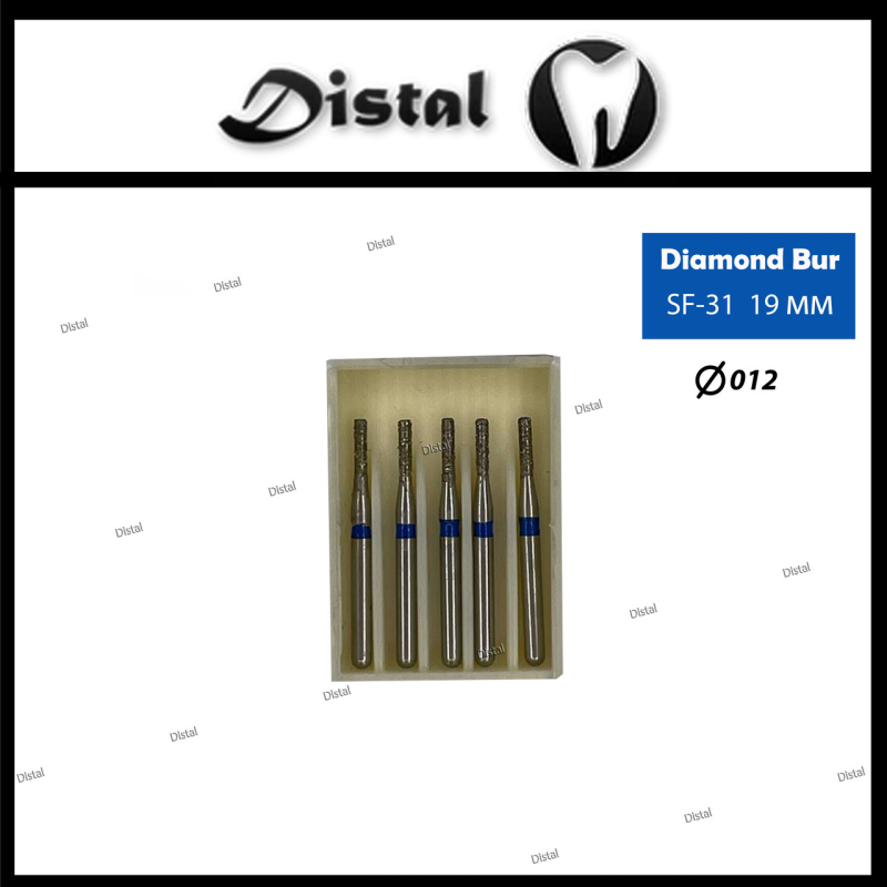 Стоматологічний бор алмазний SF-31 для турбінного наконечника 19 мм Прямий, плоский кінчик Стоматологічний бор алмазний SF-31 для турбінного наконечника 19 мм Прямий, плоский кінчик