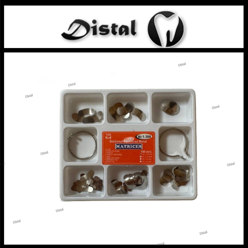 ТОР 1.398 матриці контурні секційні металеві набір, тверді 50 мкм 100 шт. стоматологічні ТОР 1.398 матриці контурні секційні металеві набір, тверді 50 мкм 100 шт. стоматологічні
