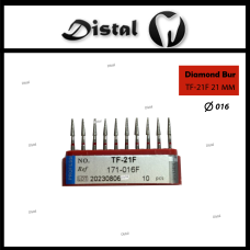 Стоматологічний бор алмазний TF-21F для турбінного наконечника 21 мм Конусоподібний, плаский кінчик