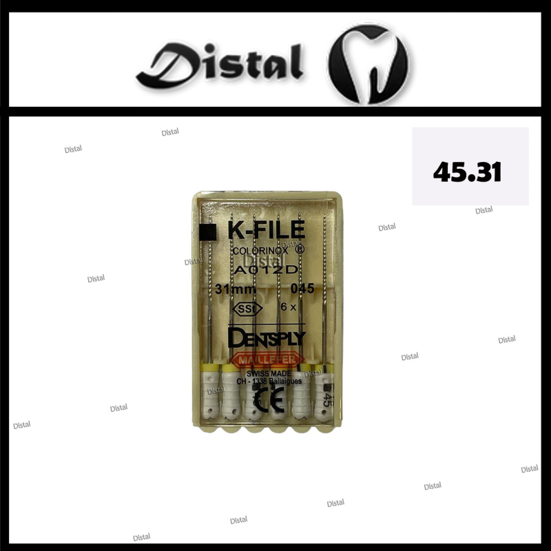 К-файли ДЕНТСПЛАЙ МАЙЛІФЕР K-file Dentsply Maillefer 31 мм №45, ручні файли