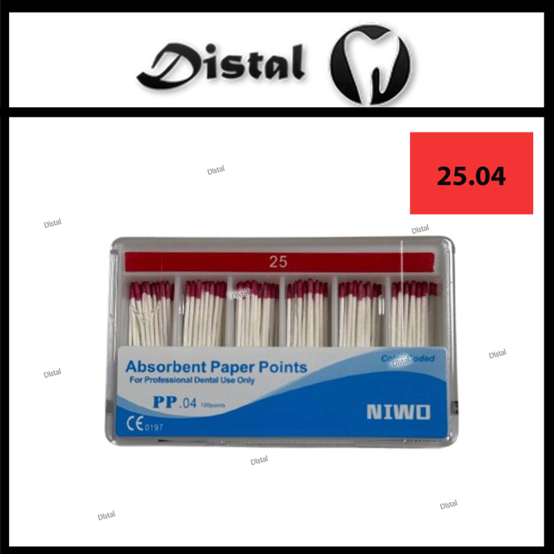 Штифти паперові NIWO конусні №25.04, 100 шт Absorbent Paper Points Штифти паперові NIWO конусні №25.04, 100 шт Absorbent Paper Points