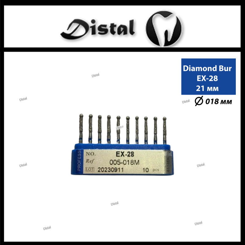 Стоматологічний бор алмазний EX-28 для турбінного наконечника 21 мм Cпеціальна форма