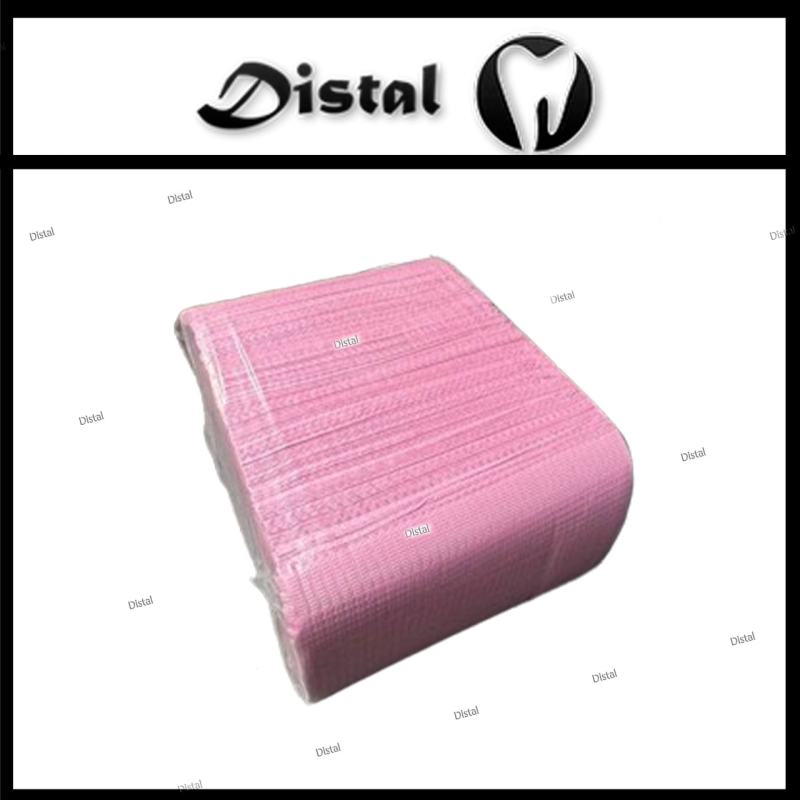 Серветка-нагрудник медична стоматологічна тришарова 33х45 см (125шт/пач) Колір: рожевий