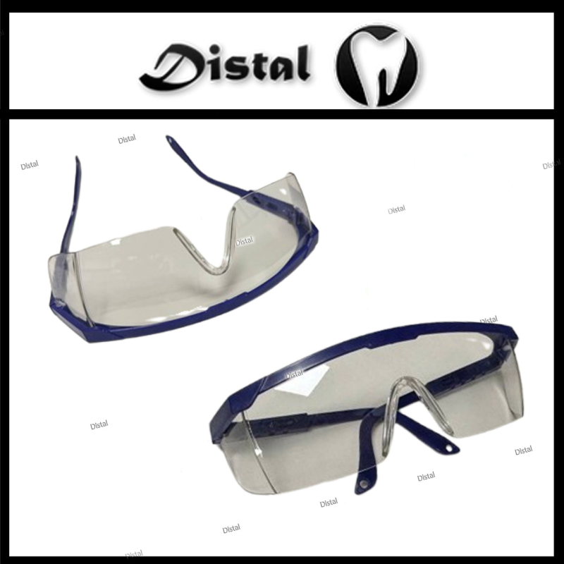 Стоматологічні окуляри захисні прозорі з синьою рамкою